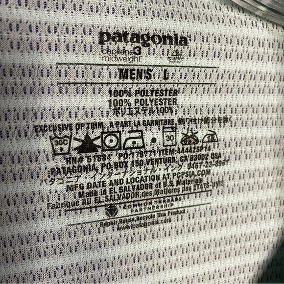 Patagonia Capilene 3 Midweight 1/4 Zip Neck in Blue Stripe men large - Picture 2 of 6